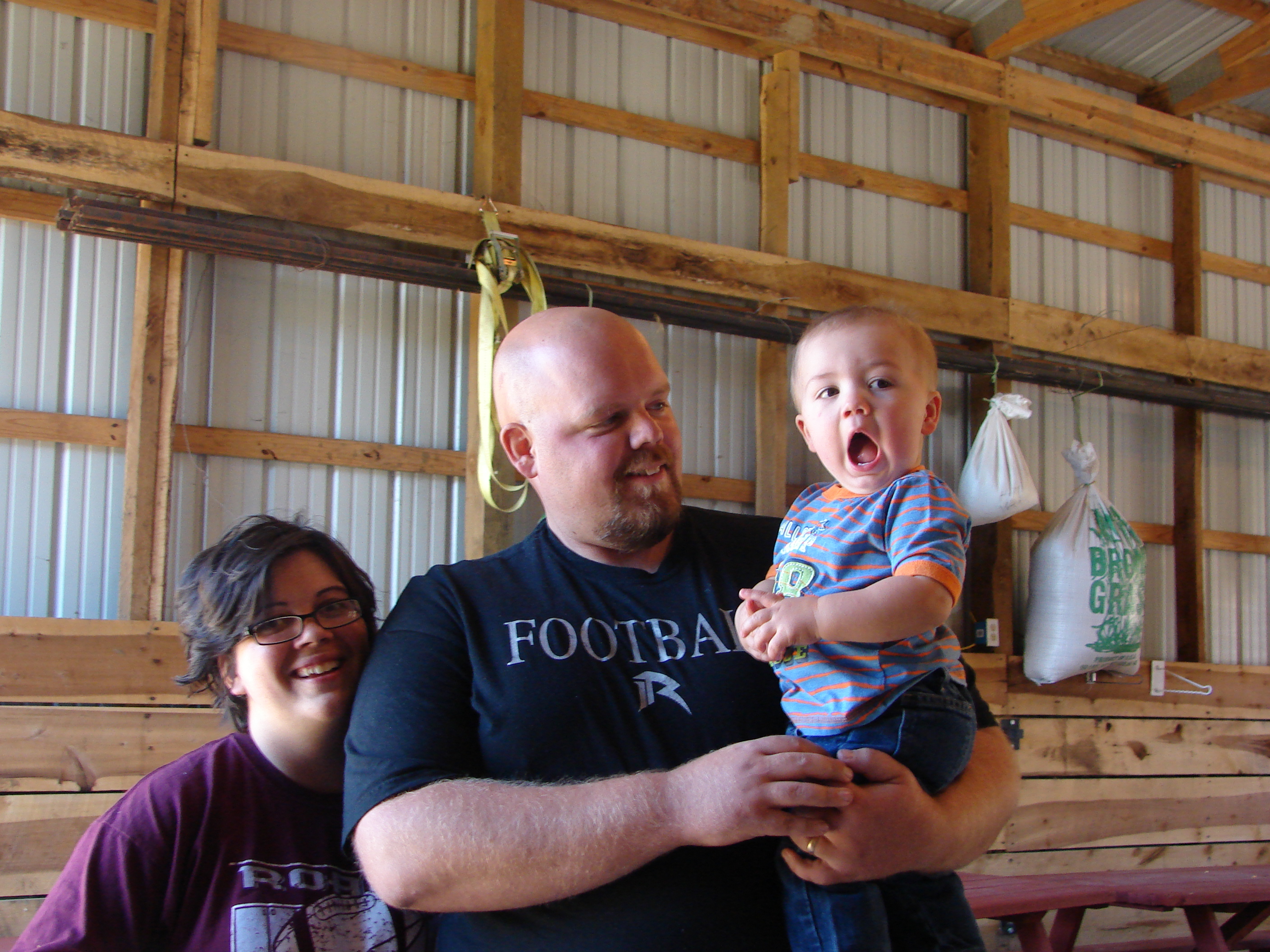 Brandy, Paul, and Isiah with his Shock Face