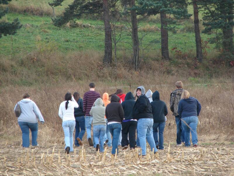 Mrs. Cherrey's class looking for pumpkins to cook