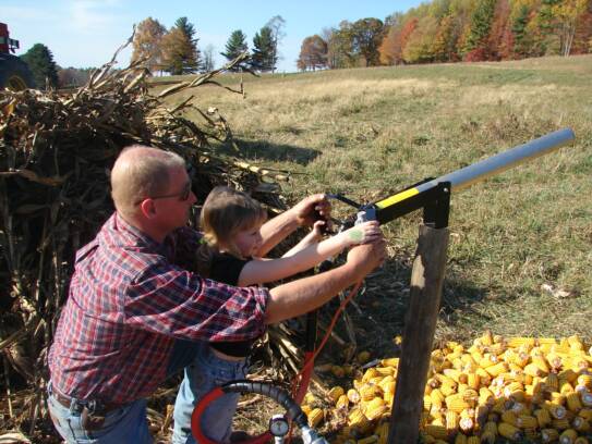 Kevin andAbbey shooting corn